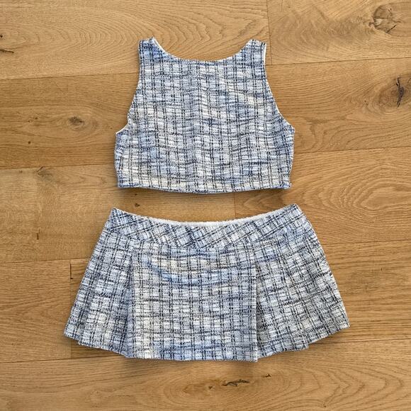 Mimi Muse - Camille Tweed Crop Top & Pleated Mini Skirt in Gray White & Black - Picture 5 of 6